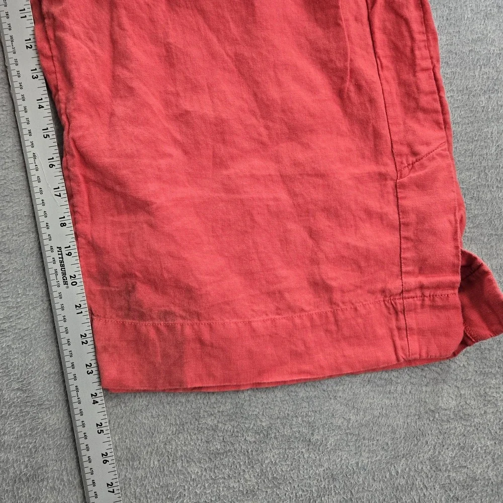 Athleta Women Pants 12 Red Linen Wide Leg Crop Pleated 24" Inseam‎ - Picture 7 of 11